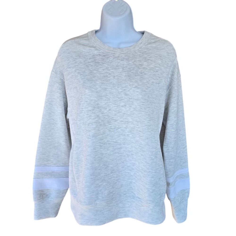 Abercrombie YPB‎ neoKNIT Sweatshirt Women XXS Grey Varsity Stripe Athleisure